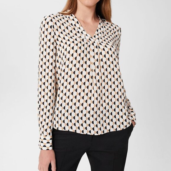 Ann Taylor Geometric Polka Dot Long Sleeve Women's Career Office Blouse MP - Picture 1 of 12